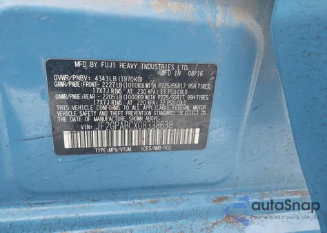 2016 Subaru Crosstrek 2.0I Premium из США, поврежденный, VIN JF2GPABCXG8338638